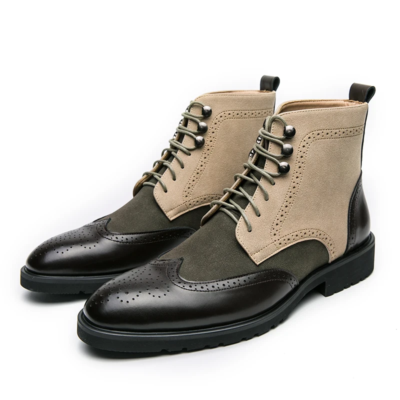 Men'S Shoes Brogues - Retro Siyah Yüksek Bilekli Erkek Brogue