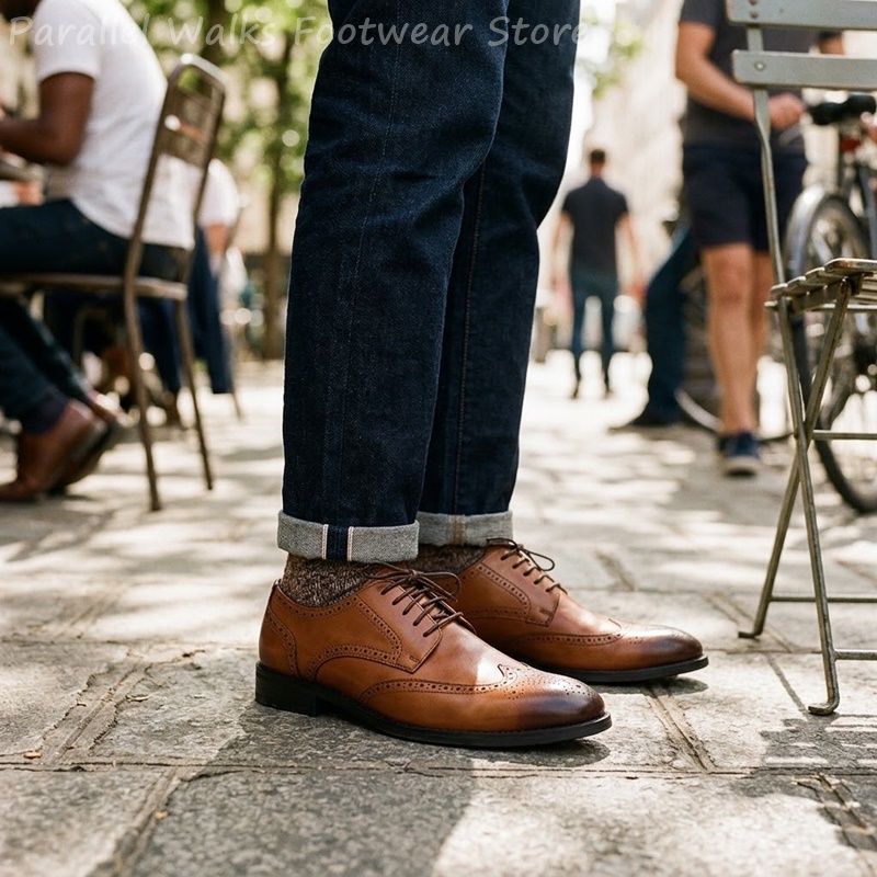 Men'S Shoes Brogues - Erkekler için Brogue Derby Ayakkabıları Resmi