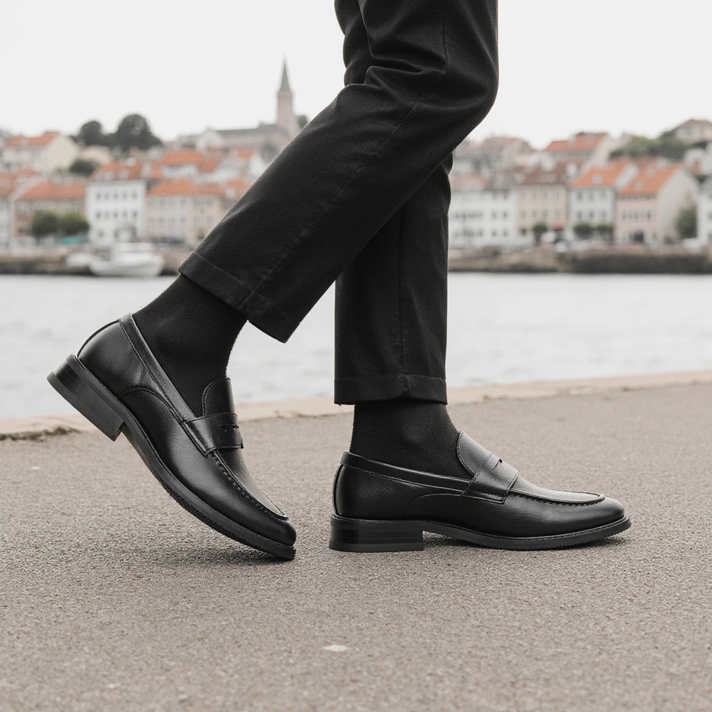 Men'S Shoes Hugo Boss - Erkek Siyah Penny Loafer'lar Klasik İş