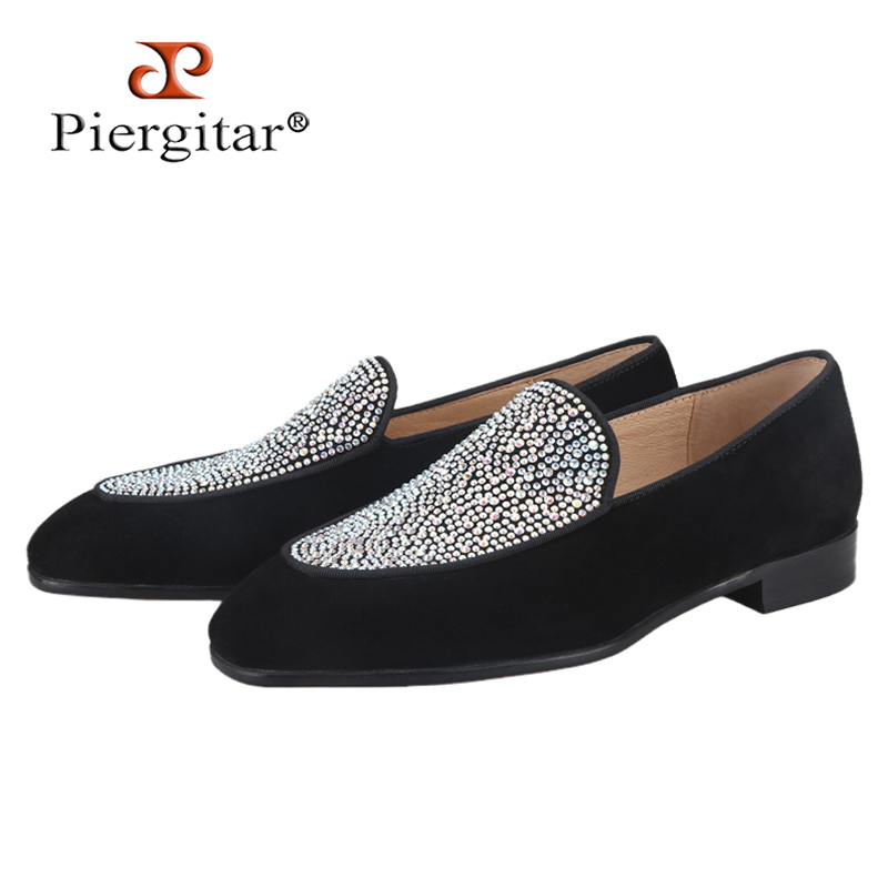 Men Shoes Red Bottom - Piergitar el yapımı siyah süet erkek