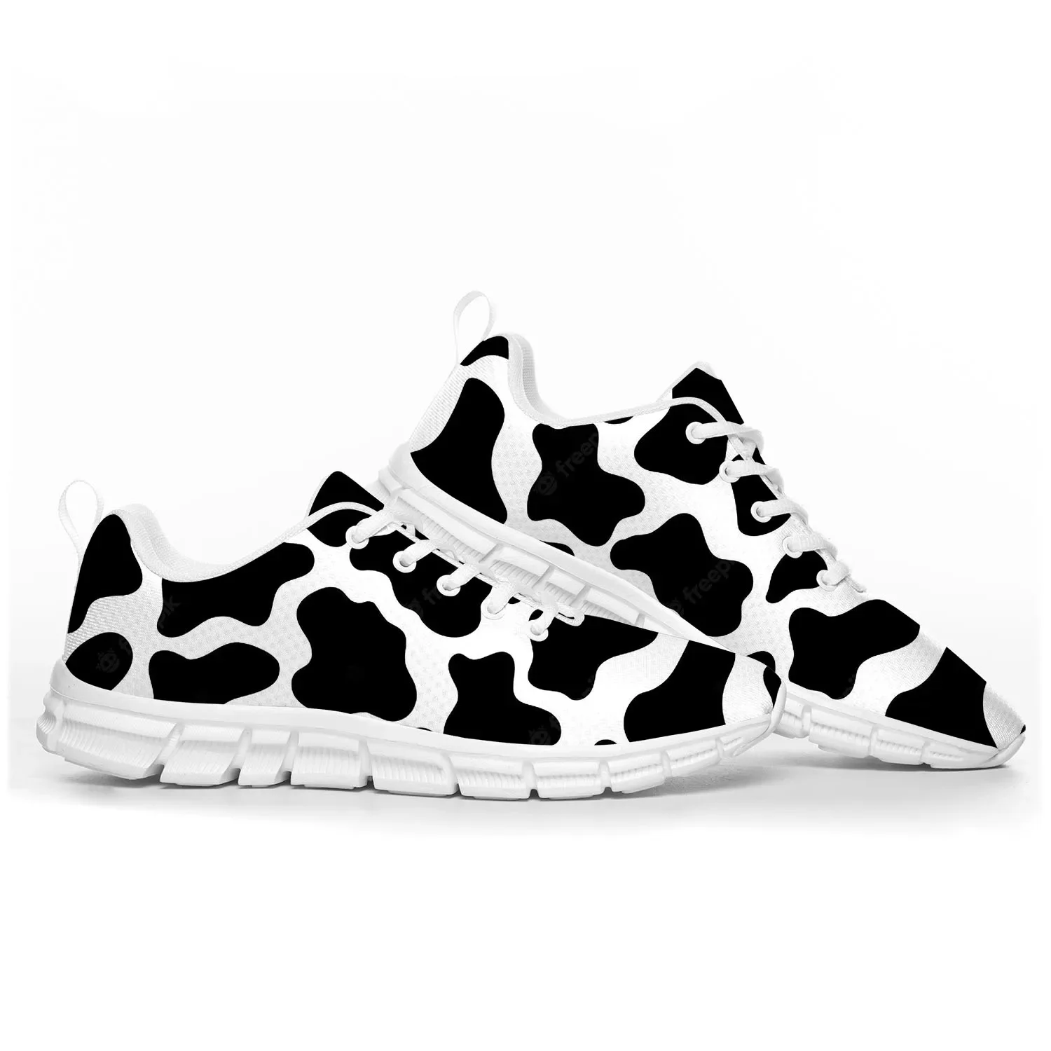 Men'S Shoes Black And White - Inek Baskı 3D Desen Spor Ayakkabı