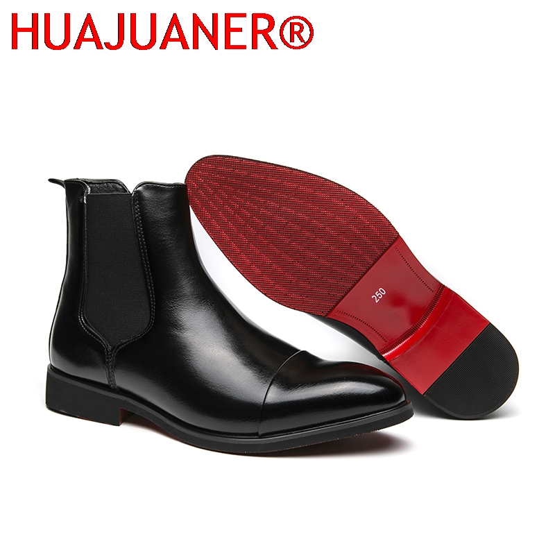 Men Shoes Red Bottom - İngiliz Tarzı Erkek Siyah Chelsea Botları