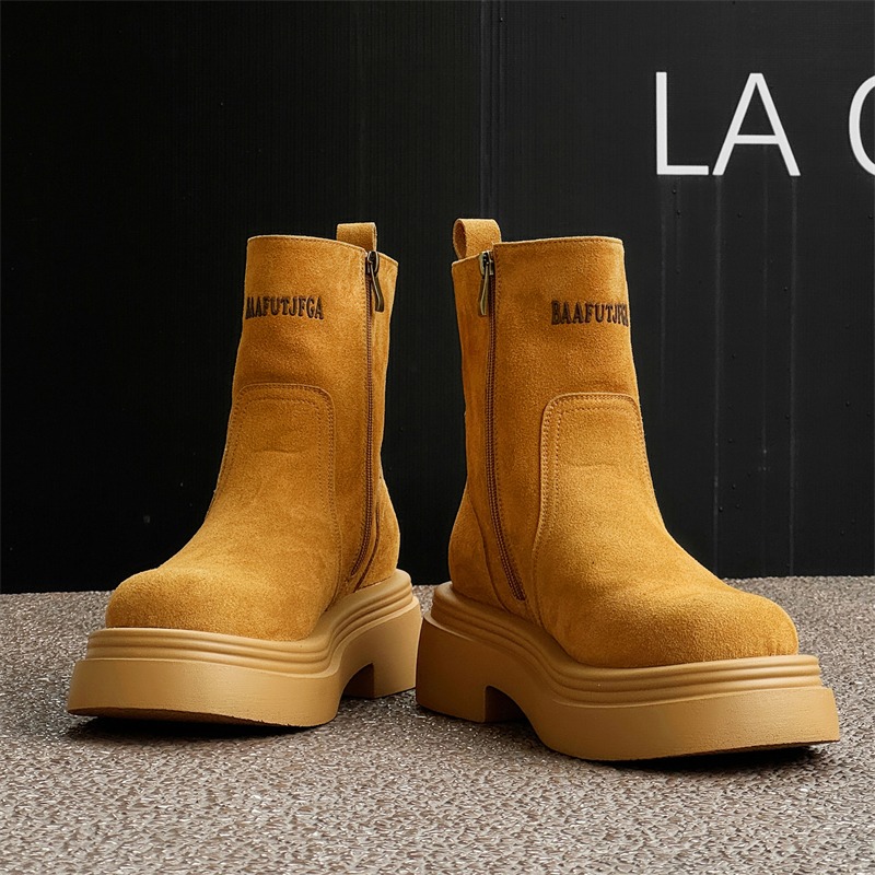 Men'S Shoes With Height Increase - Kışlık Avrupa Amerika Retro Kalın Taban