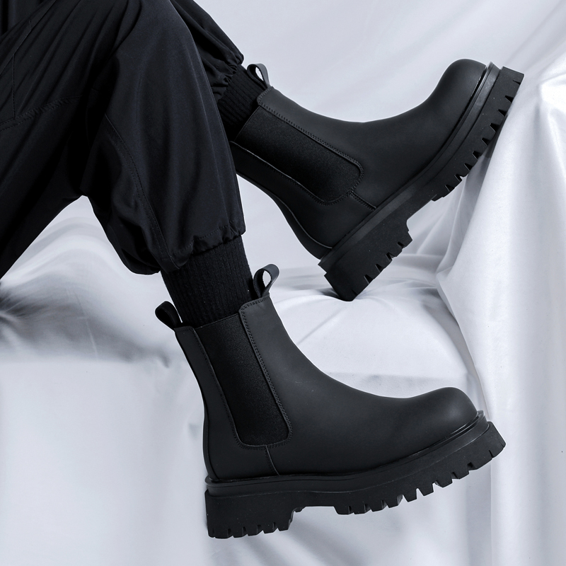 Men Shoes Branded - 2026 Platform Siyah Yüksek Bilekli Botlar