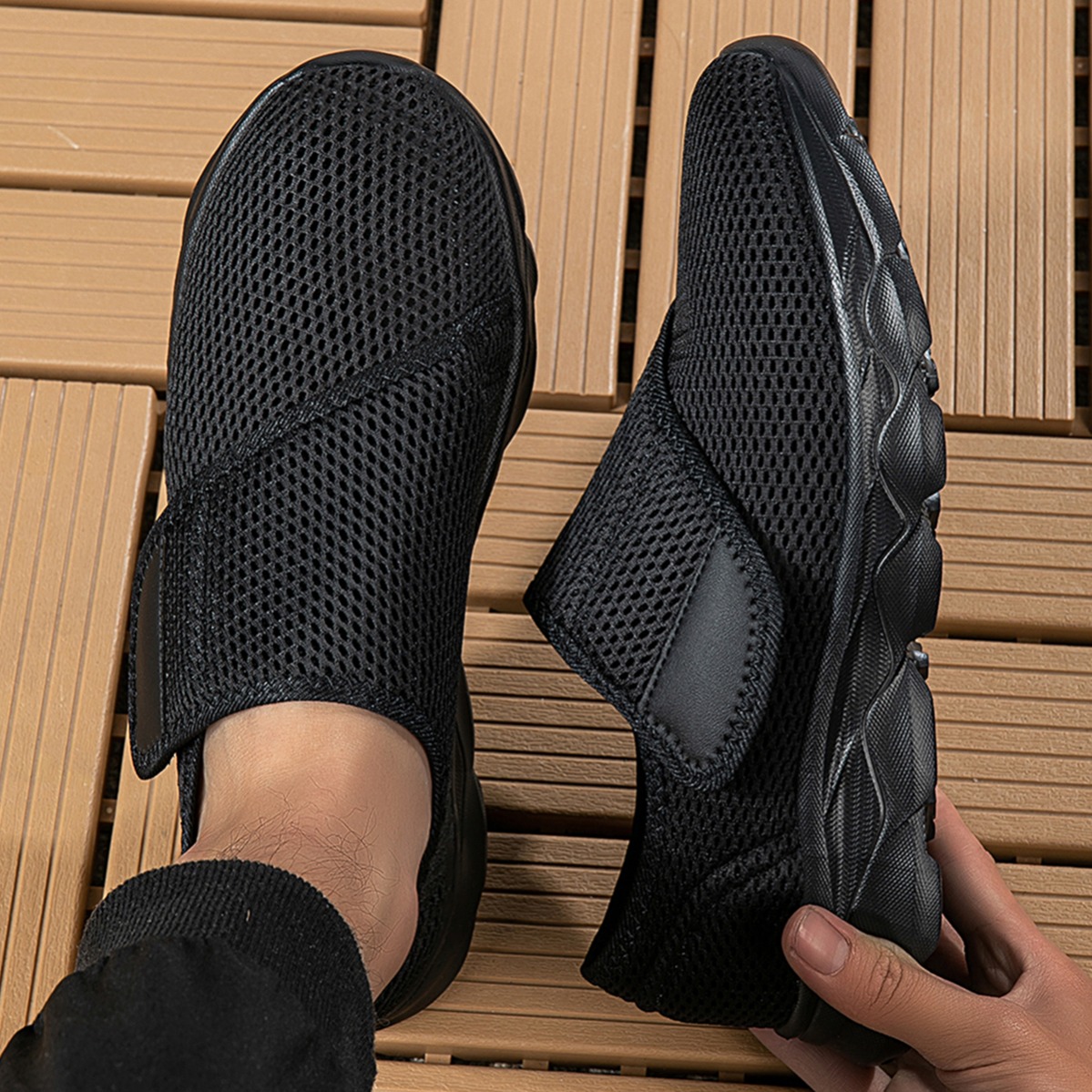Yeni Erkek Nefes Alabilen File - Men'S Shoes With Velcro incelemesi ve fiyatı