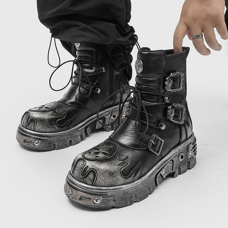 Punk Tarzı Retro Havalı Kafata - Men'S Shoes With Height Increase incelemesi ve fiyatı
